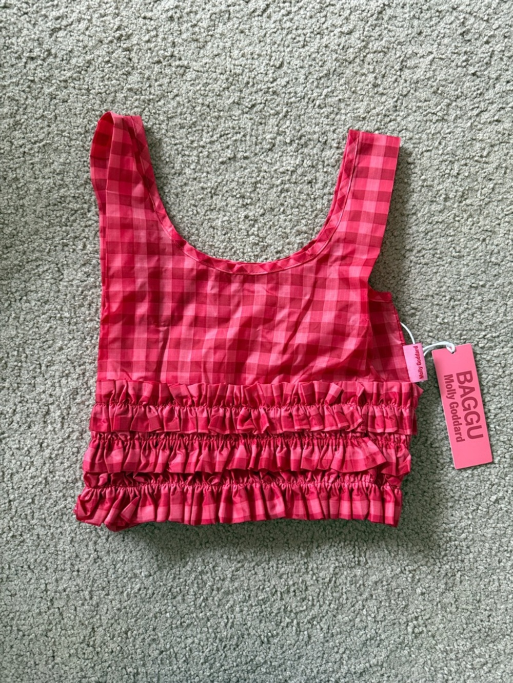 Baggu x Molly Goddard Ruffle Baggu in Ruby Gingham NWT